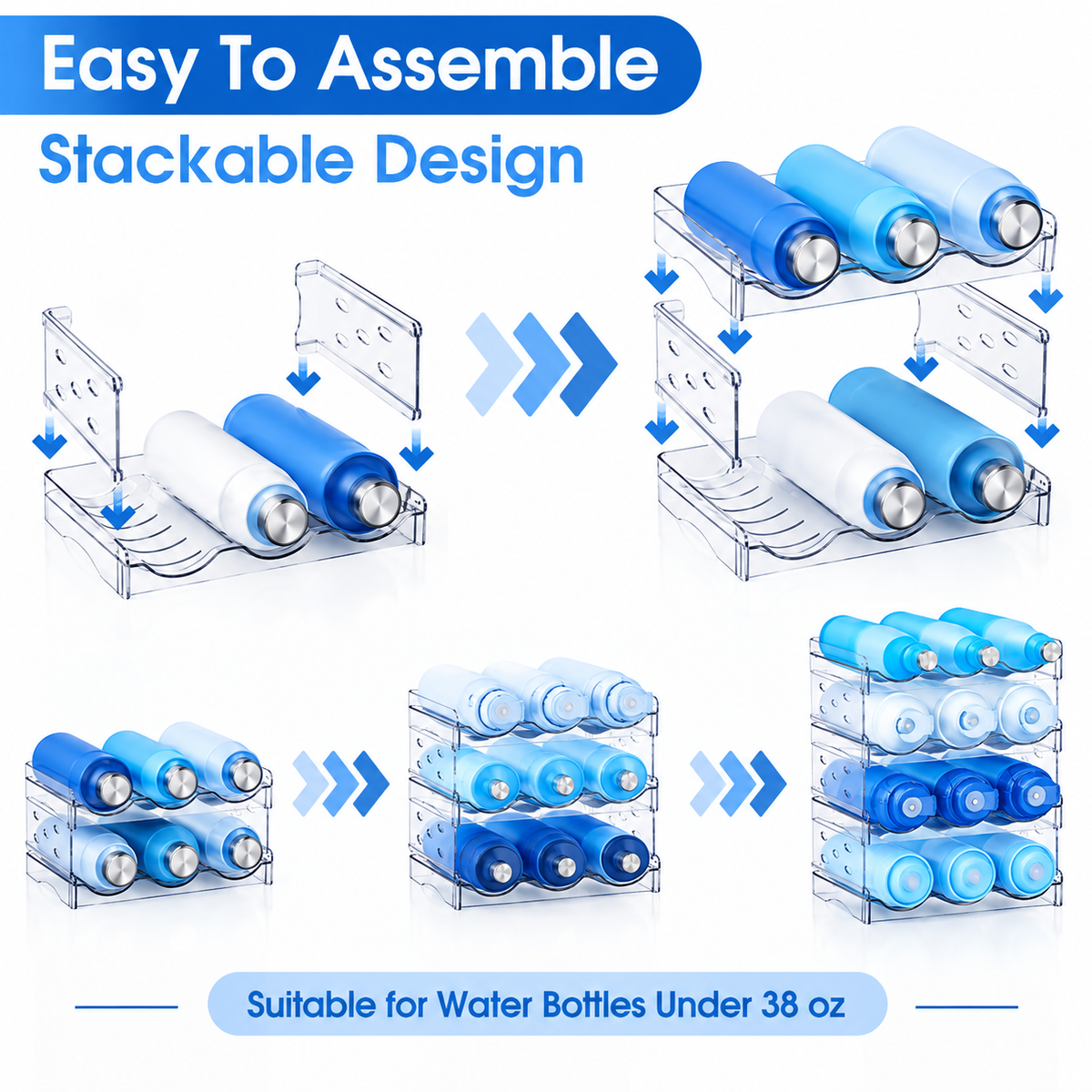 4-Tier Stackable Water Bottle Organizer