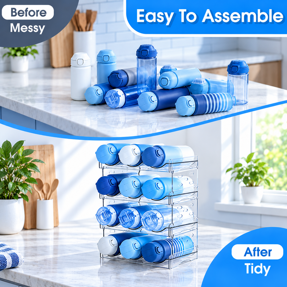 4-Tier Stackable Water Bottle Organizer