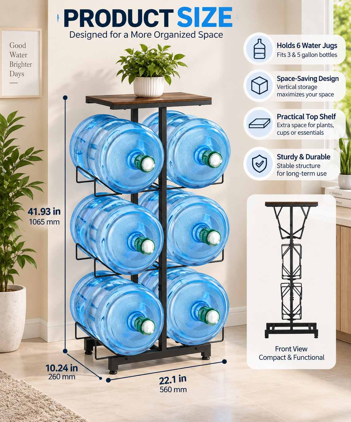 4-Tier Double Row Water Jug Rack