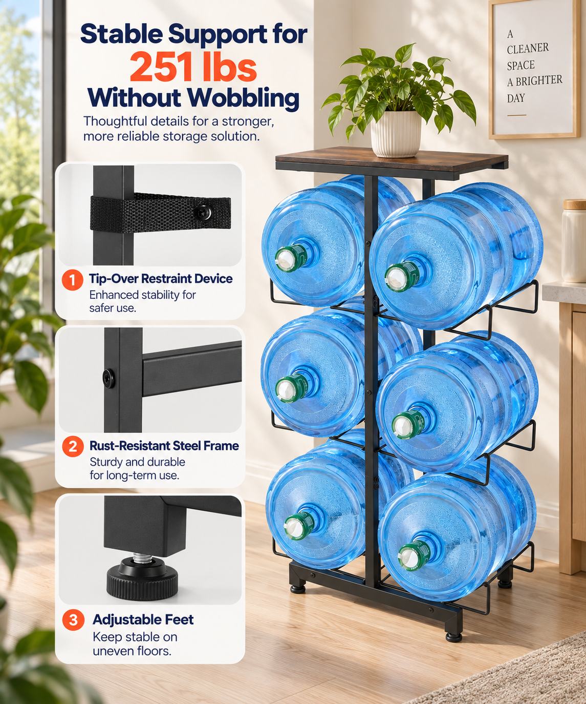 4-Tier Double Row Water Jug Rack