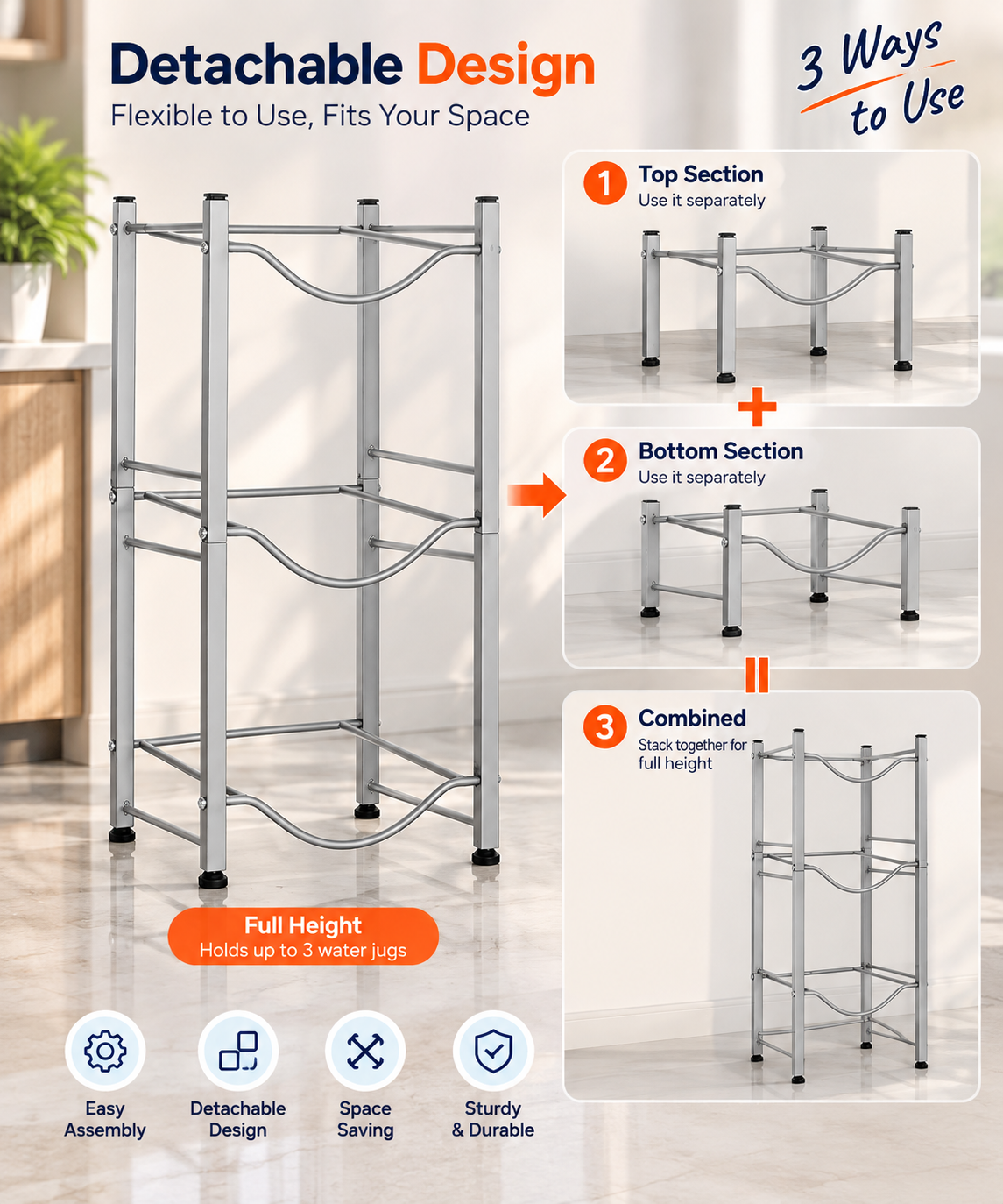 3-Tier Water Jug Storage Rack