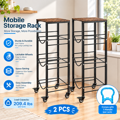 4-Tier Water Jug Rack with Shelf - 2 Pcs