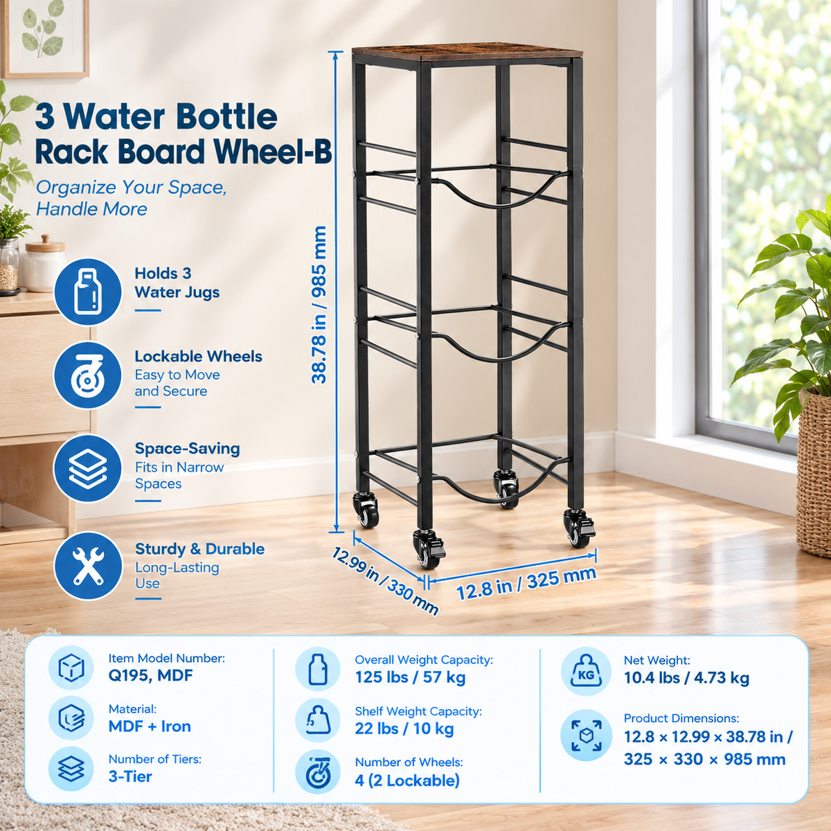 4-Tier Water Jug Rack with Shelf - 2 Pcs