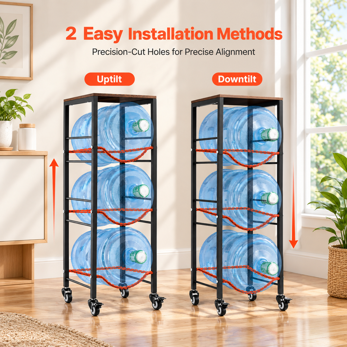 4-Tier Water Jug Rack with Shelf - 2 Pcs